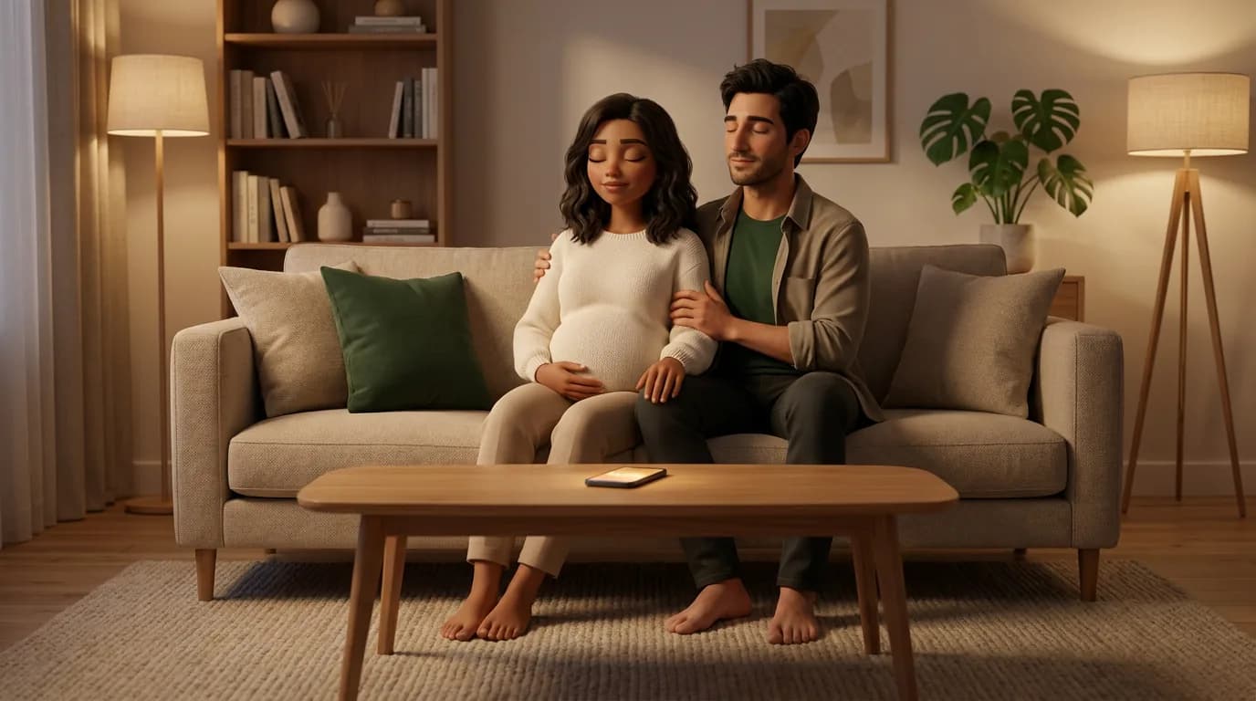 A couple sharing a calming moment during pregnancy
